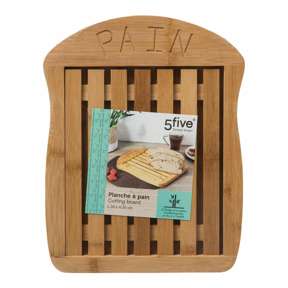 5five Simply Smart Brotschneidebrett, Schneideunterlage, Bambus, 34 x 26 cm, 100178