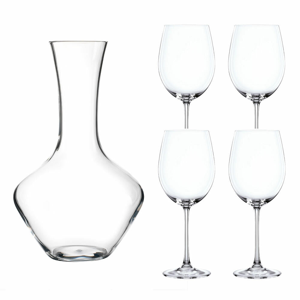 Nachtmann Vivendi Premium Dekantier Set, 5-tlg., Karaffe und Rotweingläser, Kristallglas, 0093605-0