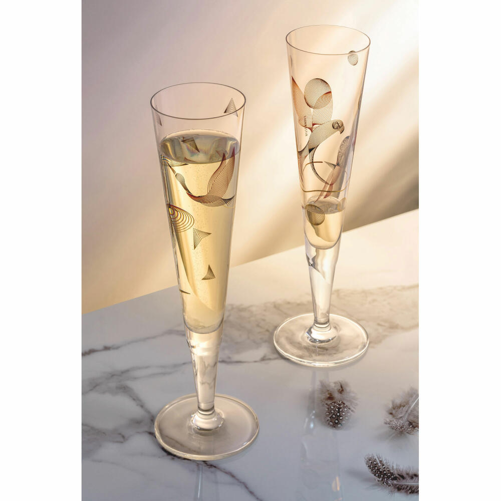 Ritzenhoff Champagnerglas Goldnacht Champagner 015, Christine Kordes, Kristallglas, 205 ml, 1071015