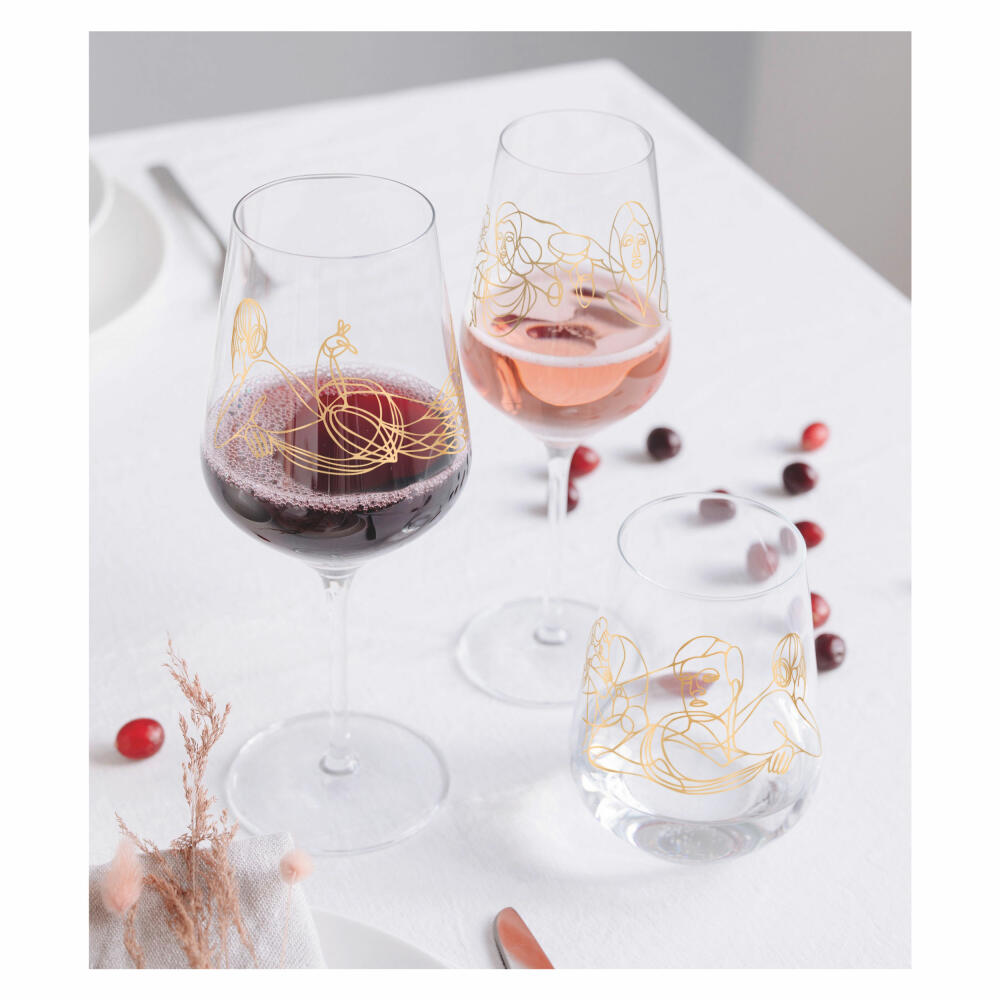 Ritzenhoff Rotweinglas 2er-Set Sagengold 001, Burkhard Neie, Kristallglas, 570 ml, 3401001