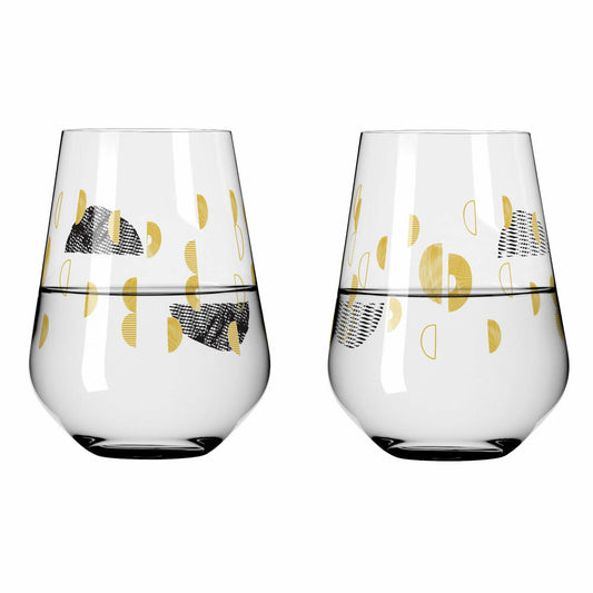 Ritzenhoff Wasserglas 2er-Set Sagengold 002, Maike Schönebeck, Kristallglas, 540 ml, 3421002