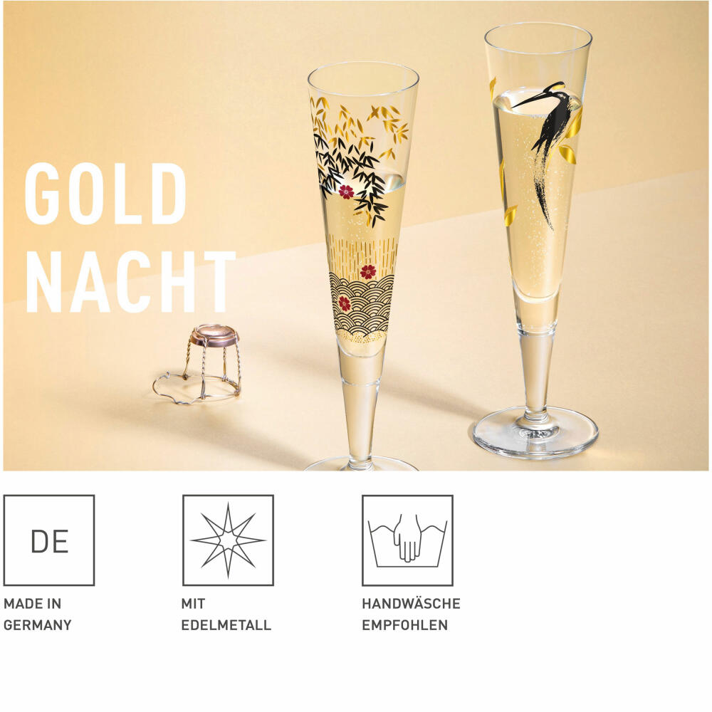 Ritzenhoff Goldnacht Champagnerglas 020, Kathrin Stockebrand, Kristallglas, 205 ml, 1071020