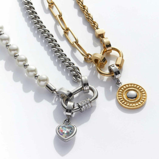 Leonardo Jewels Joker glitz Lora Clip&Mix, ring for chain, connection, jewelry, stainless steel, zirconia, silver, 021854