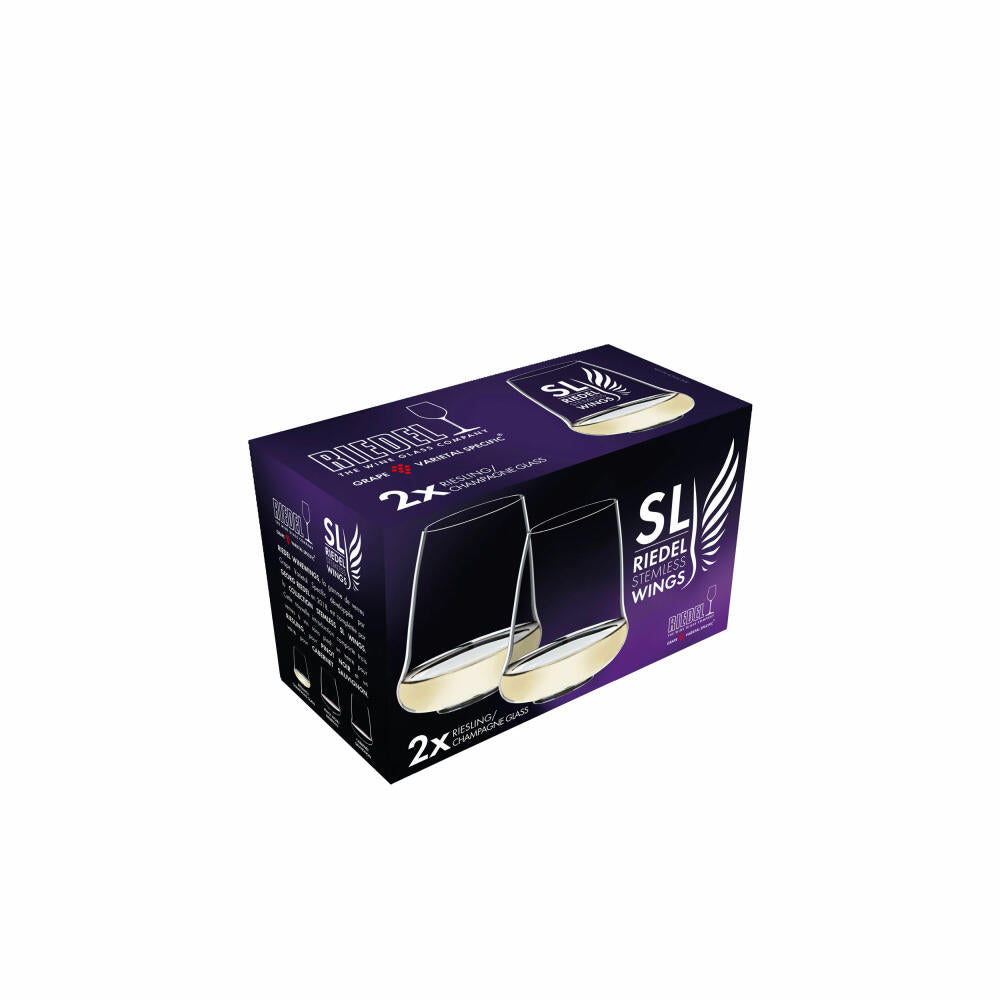 Riedel SL Stemless Wing Riesling / Champagne Glass, set of 2, white wine glass, white wine glass, wine glass, champagne glass, crystal glass, 6789/15