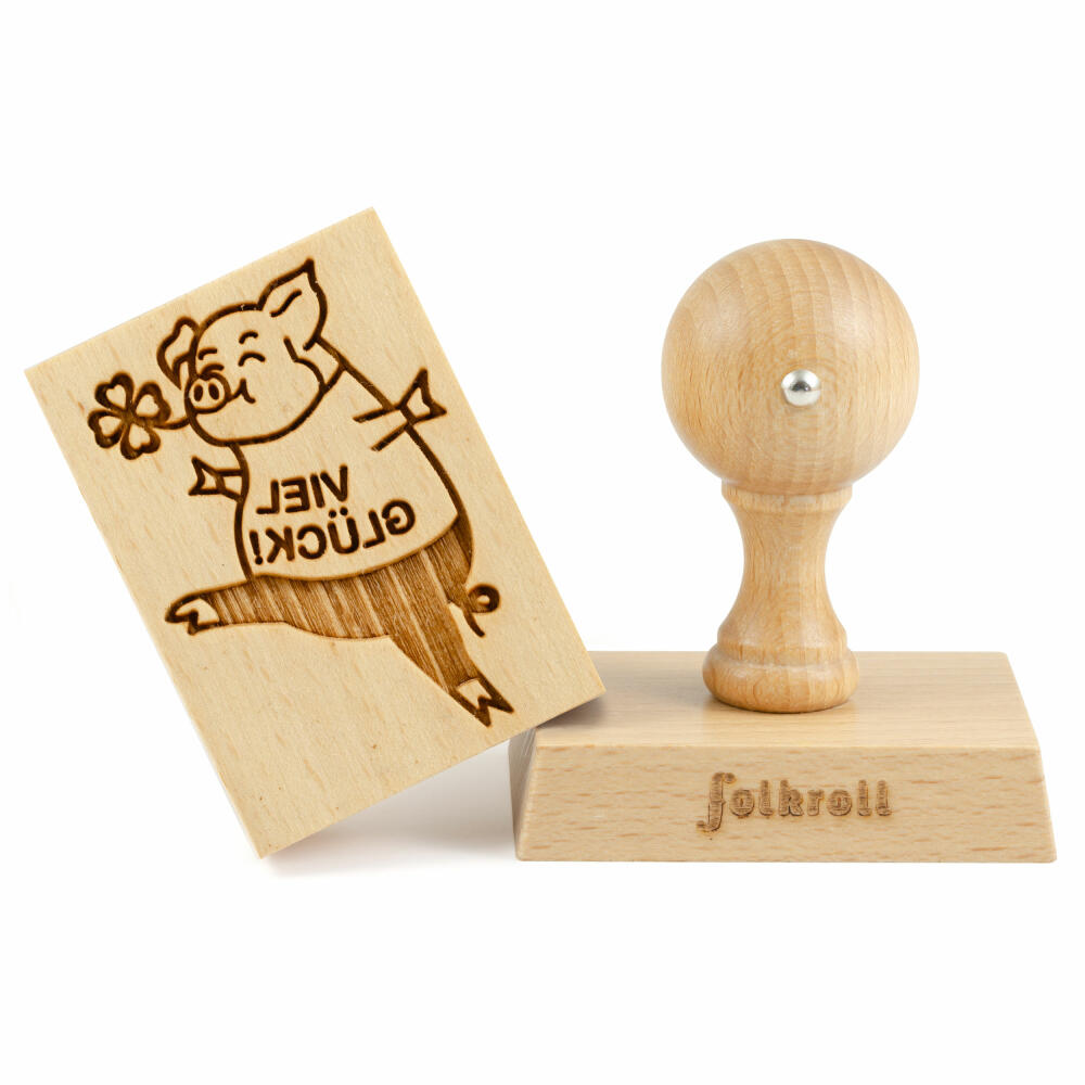 Folkroll Motiv-Keksstempel Viel Glück, 70x50 mm, Cookiestempel, Backstempel, Keks, Stempel, Buchenholz, 231150