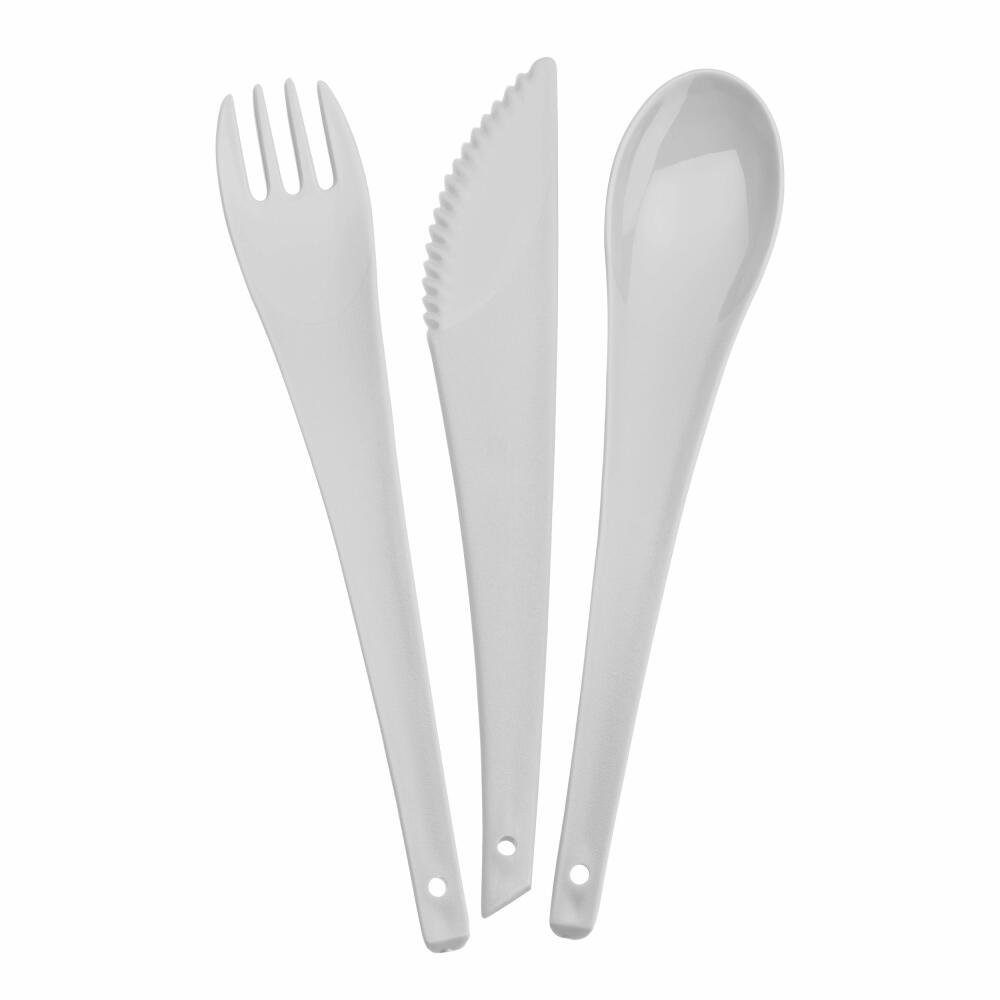 Koziol Rio cutlery set, 3-piece, spoon, fork, knife, cutlery, plastic, soft grey, 19 cm, 3036663