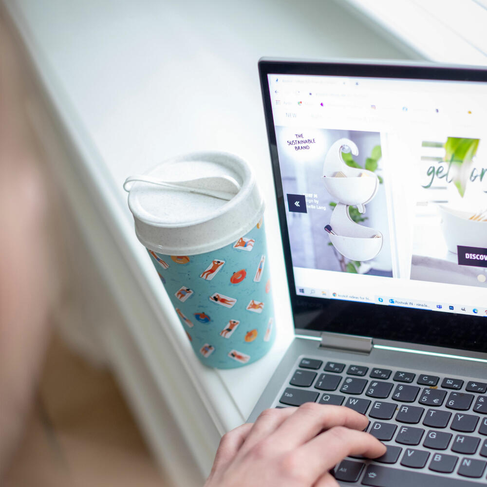 Koziol Thermo Mug Iso To Go Swimming Pool, Insulated Mug, Plastic, Frosty Blue, 400 ml, 8006696