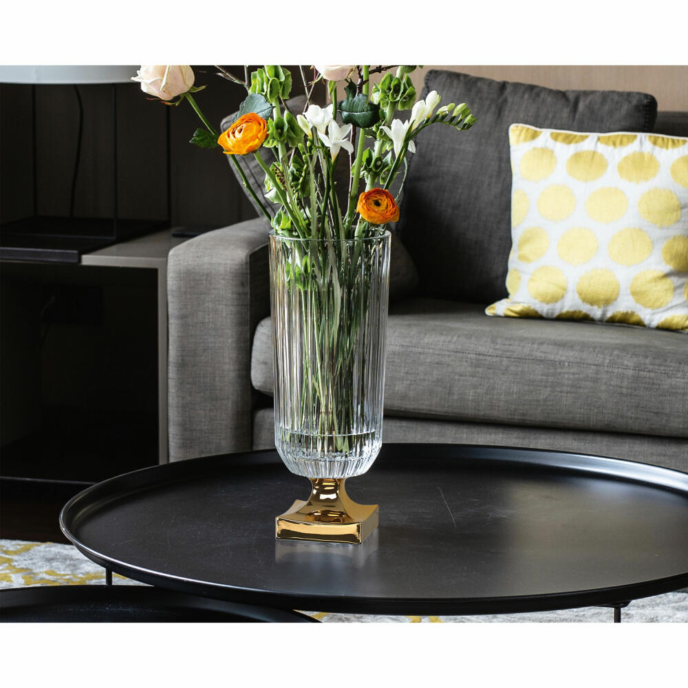 Nachtmann Vase Minerva Gold on foot, crystal glass, clear / gold, 40 cm, 104163