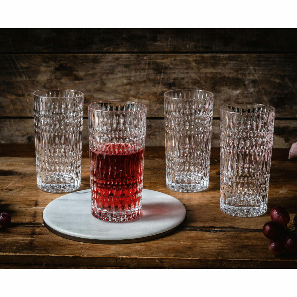 Nachtmann long drink glass set of 4 ethnic, cocktail glasses, crystal glass, clear, 422 ml, 104250