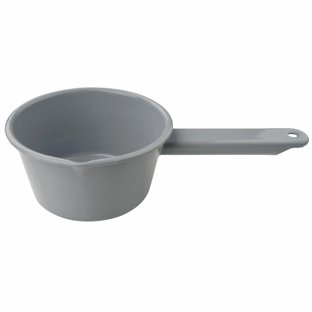 Fackelmann Milchtopf Breakfast, Stieltopf für Milch, Emaille, grau, 15 x 8 cm, 47172