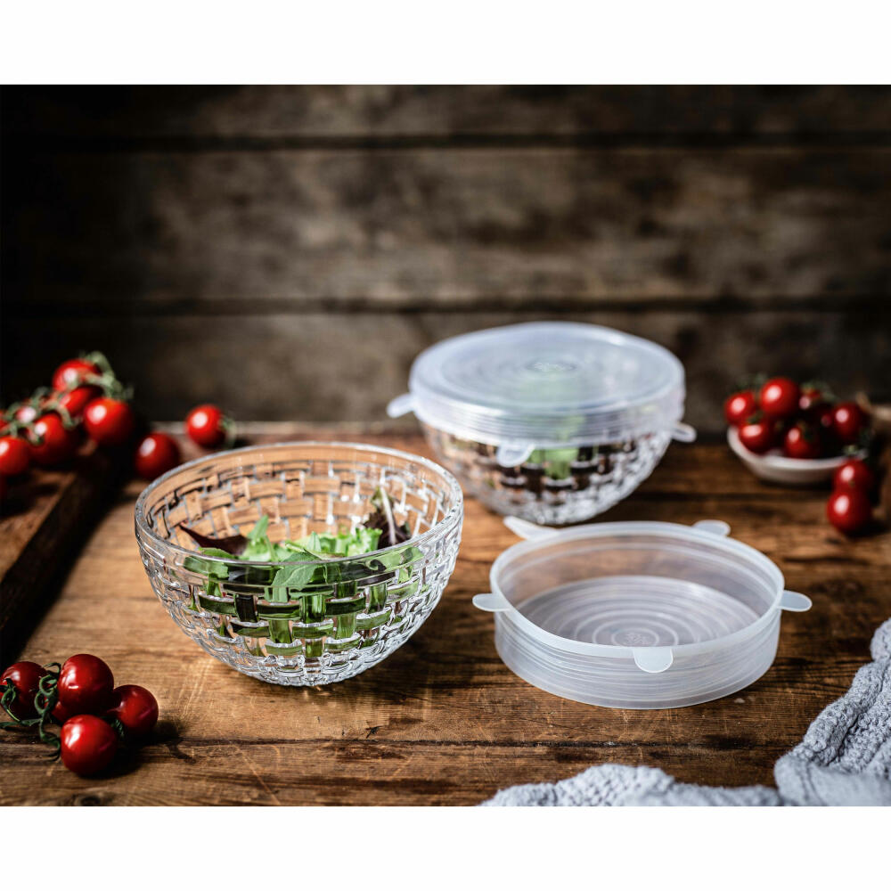 Nachtmann bowls set of 2 Bossa Nova 15 cm with lids, crystal glass, silicone, 750 ml, 103578