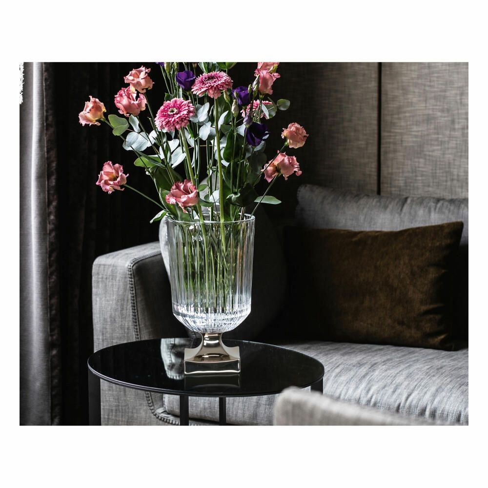 Nachtmann Vase Minerva Platinum on foot, crystal glass, clear / platinum, 31.5 cm, 104161