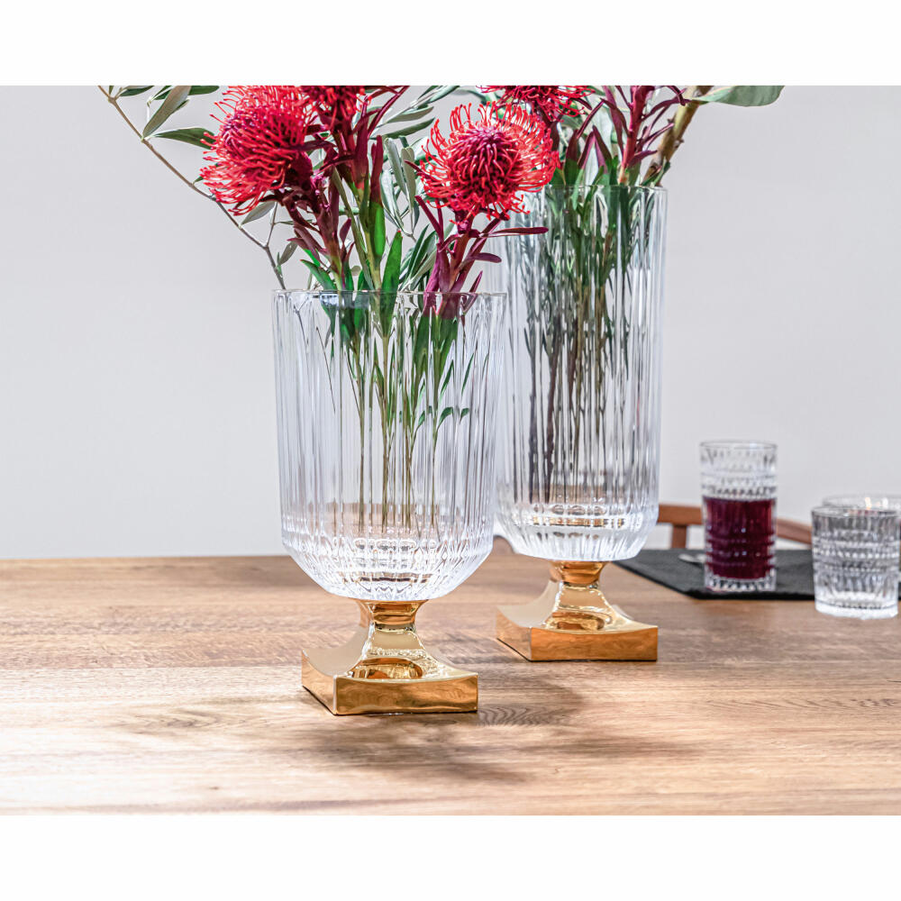 Nachtmann Vase Minerva Gold on foot, crystal glass, clear / gold, 31.5 cm, 104160