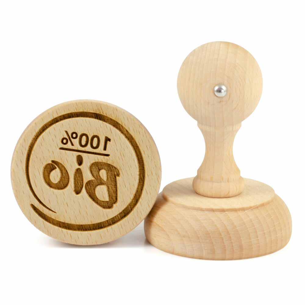 Folkroll Motiv-Keksstempel 100% Bio, Ø 60 mm, Cookiestempel, Backstempel, Keks, Stempel, Buchenholz, 892769