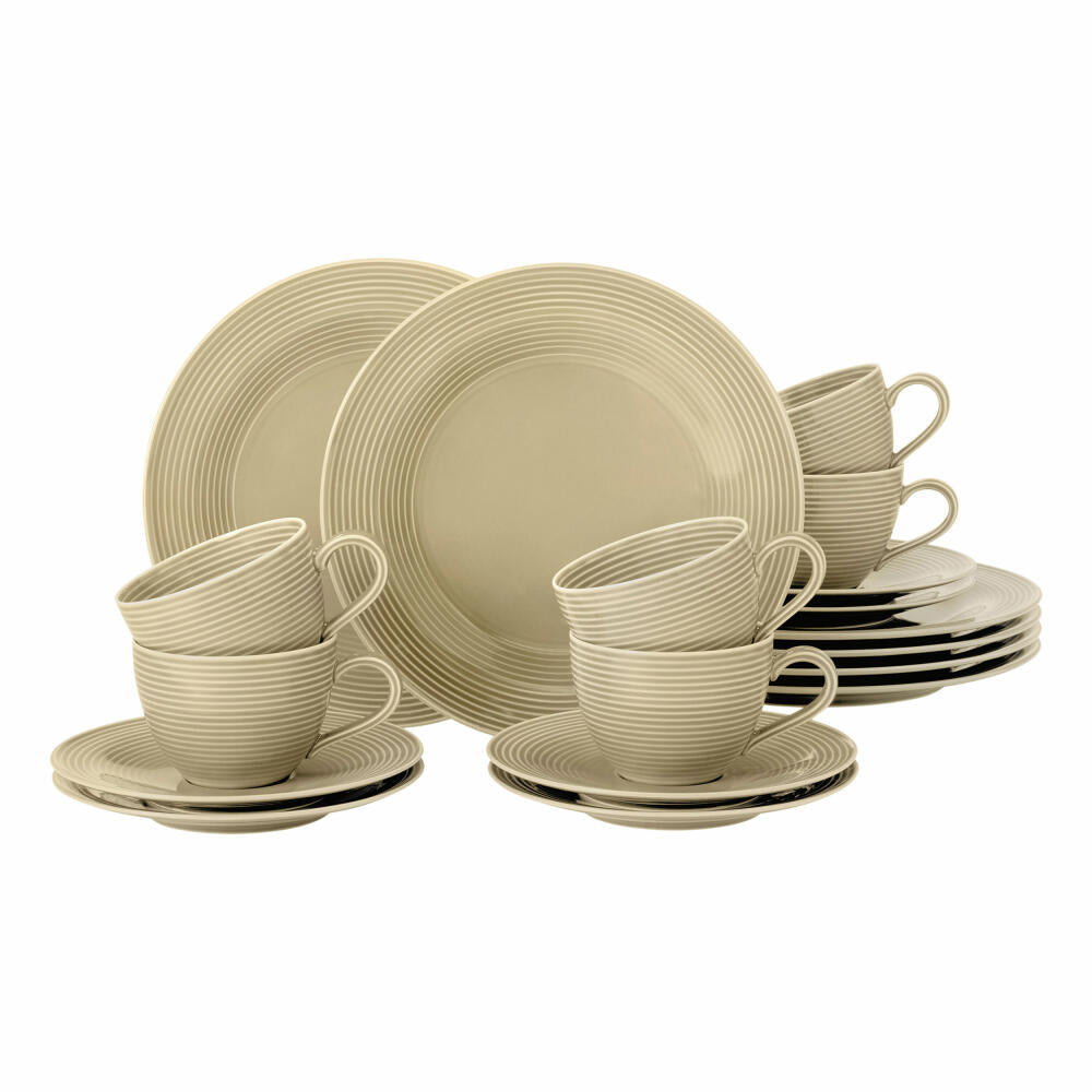 Seltmann Weiden Beat Sandbeige Kaffeeservice 18-tlg., Geschirr-Set, Porzellan, Beige, 001.751392
