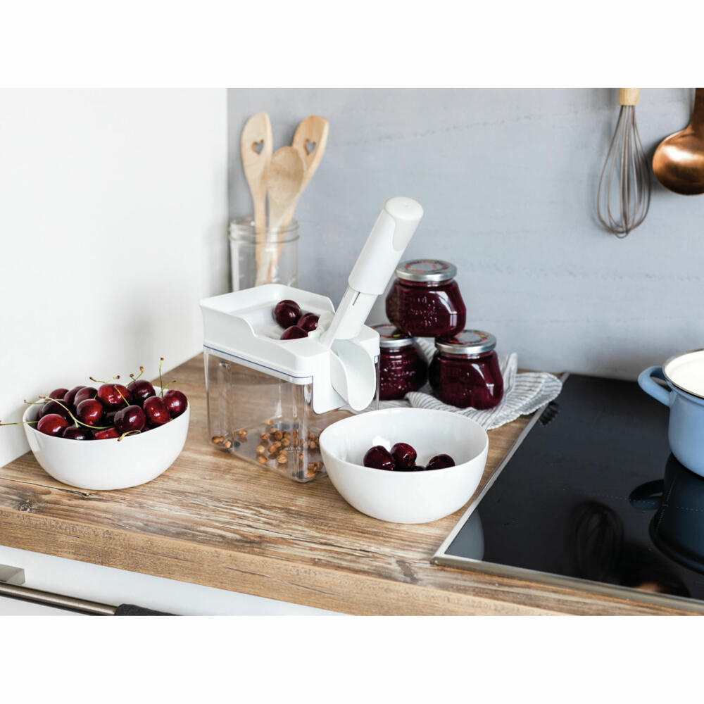 Leifheit Kirschentkerner, Kirschkern Entferner, Entsteiner, Kunststoff, Stahl, Silikon, Papier, Weiß, Transparent, 37211