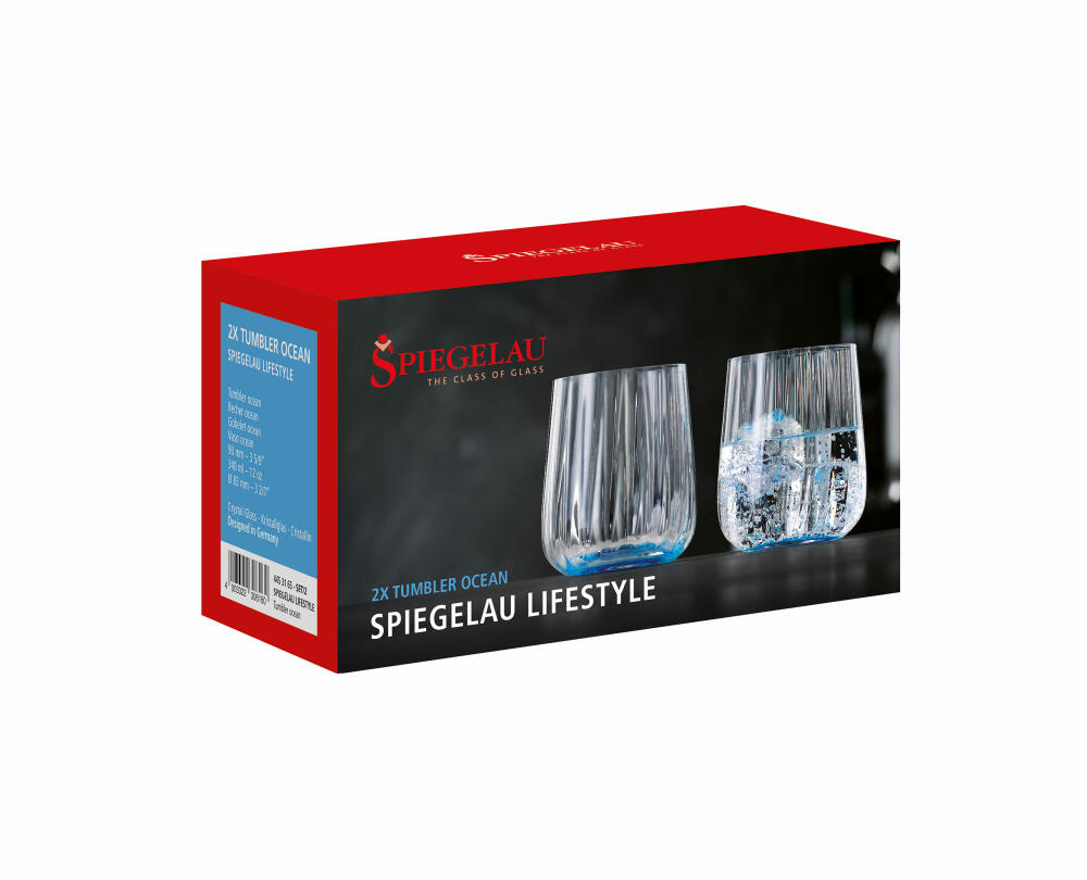 Spiegelau Becher 2er Set LifeStyle, Trinkbecher, Kristallglas, Ocean, 340 ml, 4453165