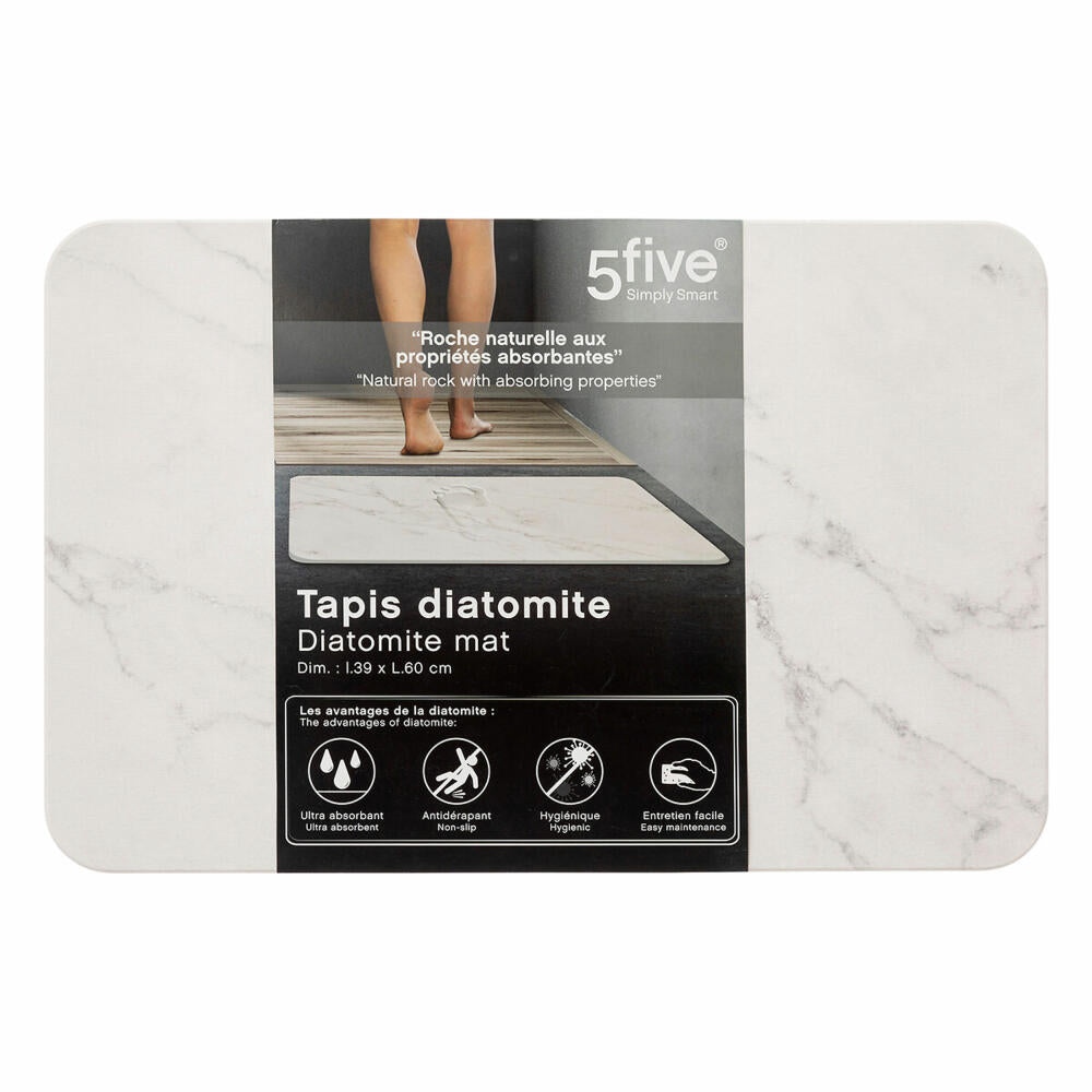 5five Simply Smart diatomaceous earth bath mat Lea, doormat for the bathroom, diatomite, marble, 60 x 39 cm, 174683B