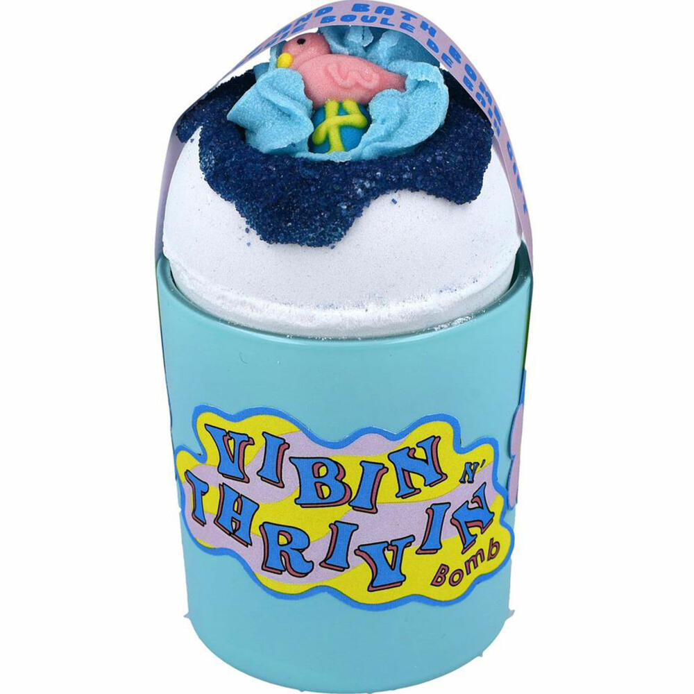 Bomb Cosmetics Candle with Bath Bomb Glow Up Vibin N Thrivin, Scented Candle, Bath Bomb, Blue, PVIBTHR04