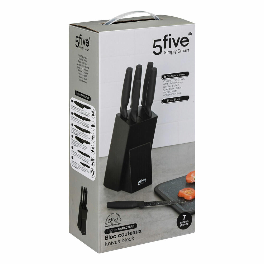 5five Simply Smart knife block Charactere equipped 7-piece, with knives, wood, steel, plastic, black, 189698