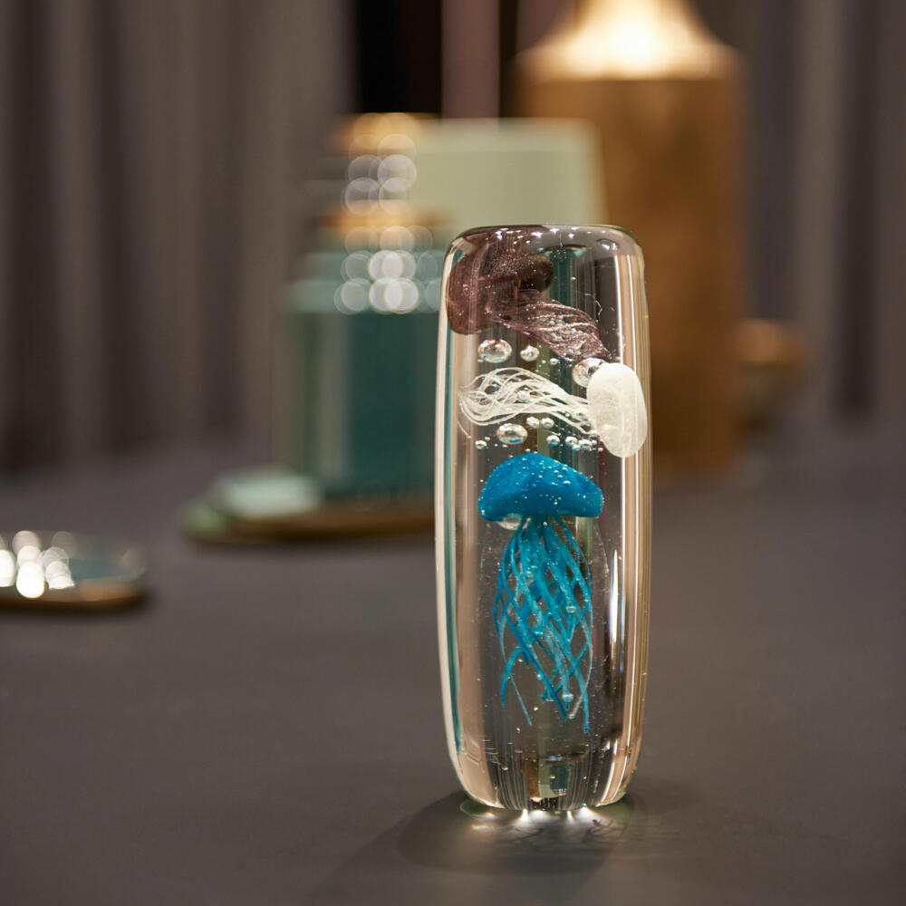 Leonardo Dekoobjekt OCEANO Qualle, Dekofigur, Skulptur, Kalk-Natron Glas, Blau, 19 cm, 018685