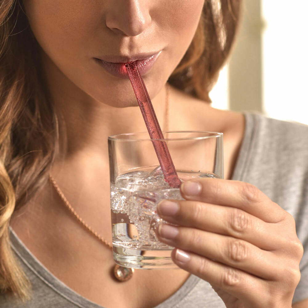 Leonardo glass drinking straws CIAO, 4 pieces + cleaning brush, drinking straw, glass straw, glass, multicolored, 15 cm, 020939