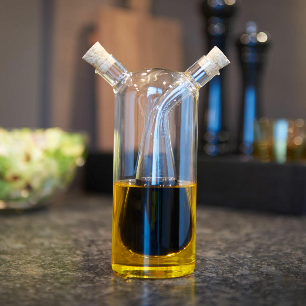 Leonardo Vinegar & Oil Bottle 2in1 CUCINA, Dosing Bottle, Dispenser, Material Mix, Clear, 18.5 cm, 018709