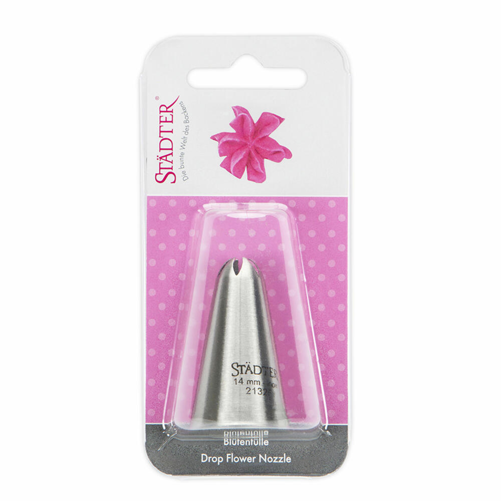 Städter Fine Line flower nozzle, piping nozzle, decorating nozzle, baking accessories, stainless steel, 14 mm, 213258