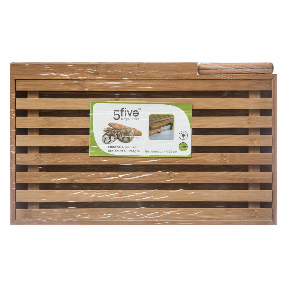 5Five Simply Smart Schneidebrett mit Brotmesser, Brotbrett, Bambus, 44 x 25 cm, 146517