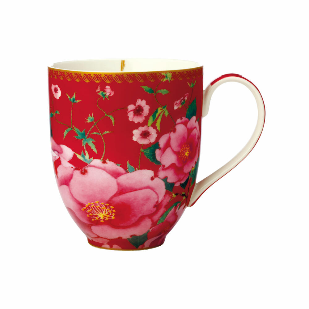 Maxwell & Williams TC Silk Road Becher, Kaffeebecher, Teetasse, Tasse, in Geschenkbox, Porzellan, Rot, 440 ml, HV0169