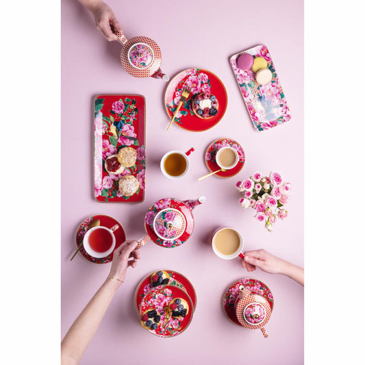 Maxwell & Williams TC Silk Road Platte, Servierplatte, Servierteller, in Geschenkbox, Porzellan, Rot, 25 x 12 cm, HV0173