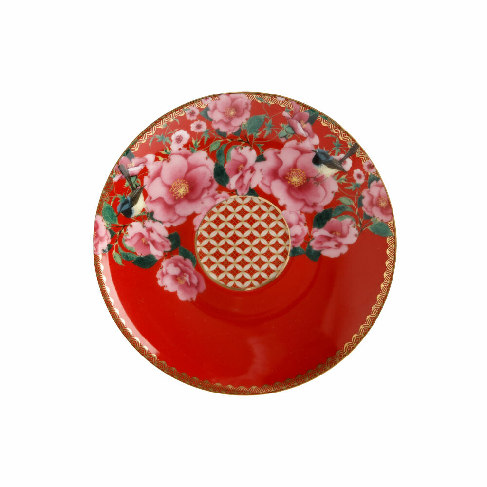 Maxwell & Williams TC Silk Road Teeservice für 1 Person, 3-tlg., Tasse, Untertasse, Kanne, Porzellan, Rot, 280 ml, HV0157