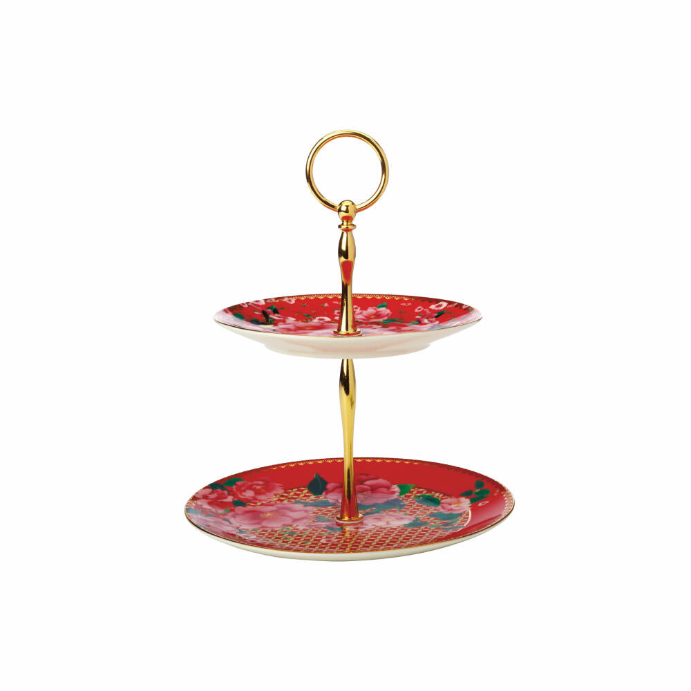 Maxwell & Williams TC Silk Road Etagere 2-stöckig, Servierständer, Etagenständer, in Geschenkbox, Porzellan, Rot, HV0171