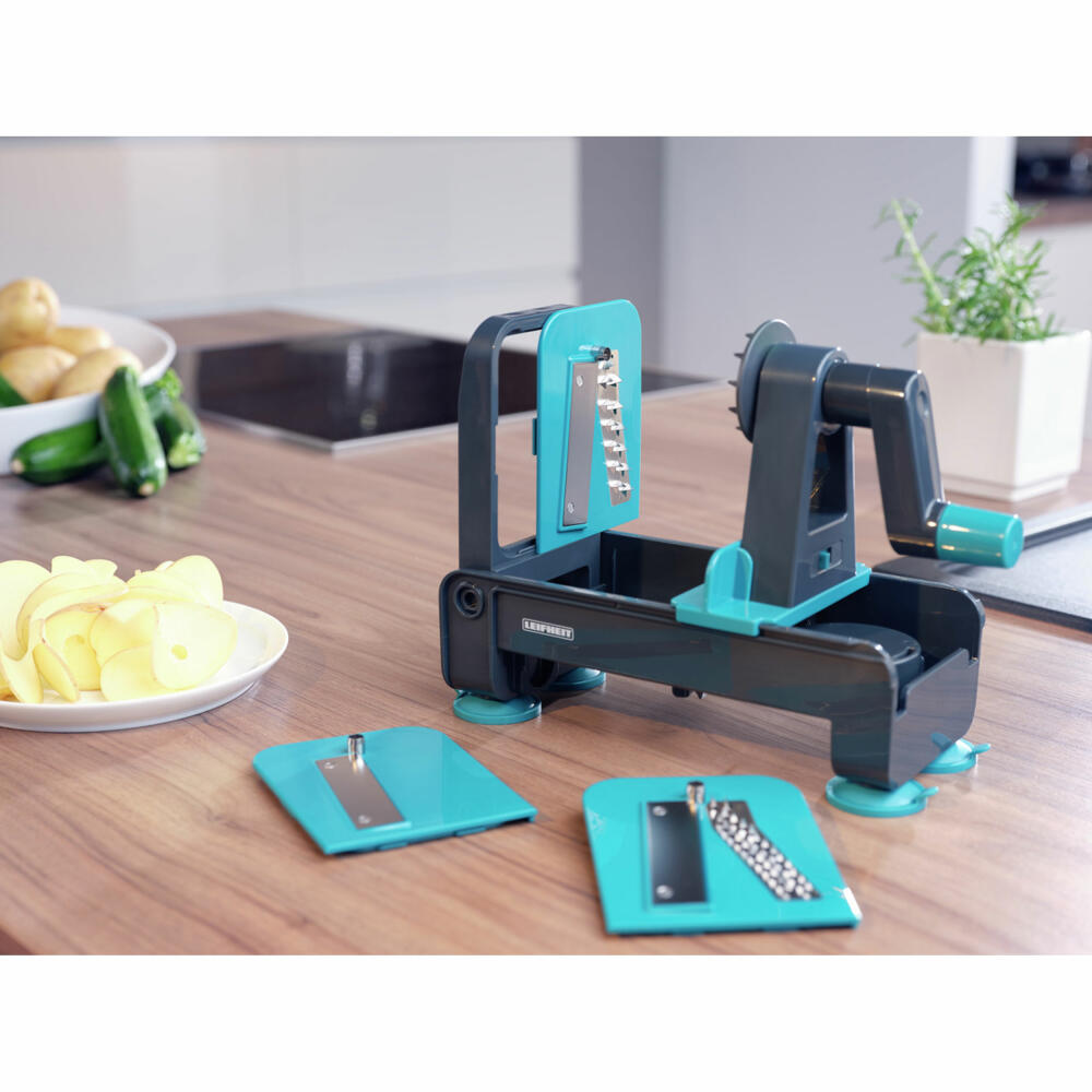 Leifheit table spiral cutter, spiral cutter, vegetable cutter, plastic, turquoise, black, 3222