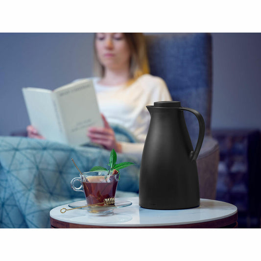 Leifheit Isolierkanne Harmonic, Kanne, Kaffeekanne, Isokanne, Thermokanne, Schwarz, 1 L, 28541