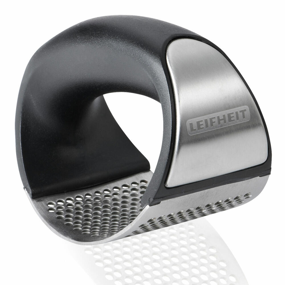 Leifheit hochwertige Knoblauchpresse Knobi-King, Presse, Schwarz-Silber, Edelstahl, 15 cm, 3146