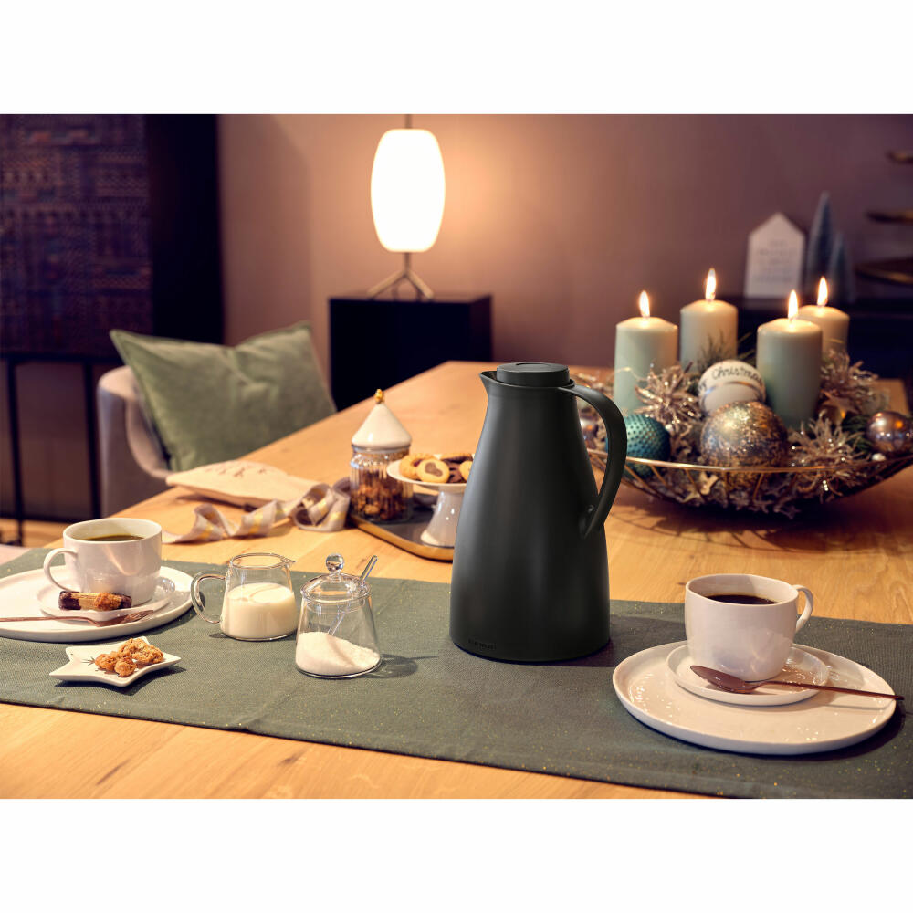 Leifheit Isolierkanne Harmonic, Kanne, Kaffeekanne, Isokanne, Thermokanne, Schwarz, 1 L, 28541