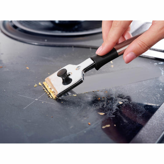 Leifheit Kochfeldschaber Edelstahl, Küchenschaber, Schaber, Edelstahl, Silber, Schwarz, 3252