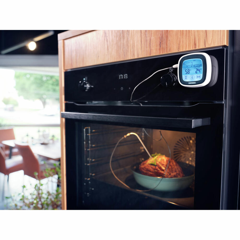 Leifheit Digital Roasting & BBQ Thermometer, Kitchen Thermometer, Roasting Thermometer, Plastic, White, Black, 3223