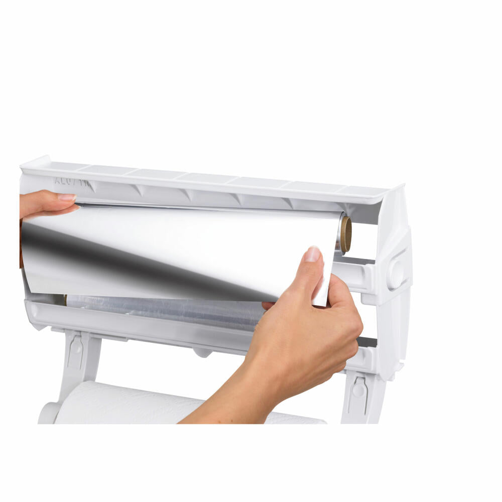 Leifheit wall roll holder Parat F2, kitchen roll holder for aluminum foil and cling film, 19.3 cm, 25771