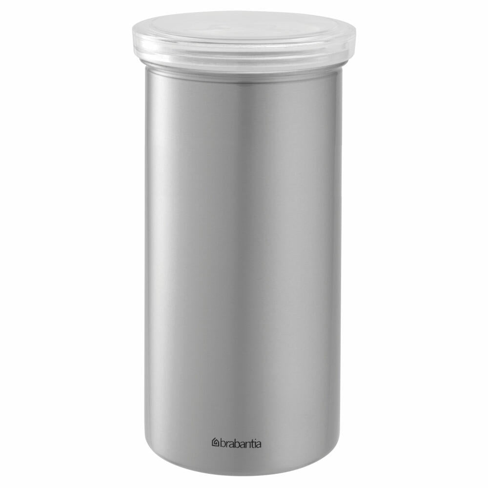 Brabantia Kaffeepaddose, Vorratsdose für 18 Kaffeepads, Dose in Matt Edelstahl, Fingerprint Proof mit transparentem Deckel, 476242
