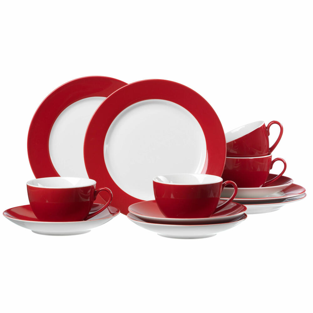 Ritzenhoff & Breker DOPPIO coffee service 12-piece, tableware set, service, round, porcelain, red, 597226