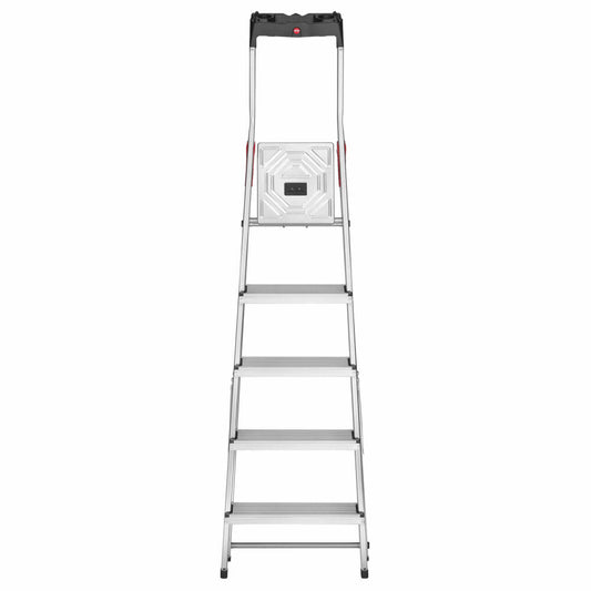 Hailo safety stepladder L60 StandardLine, folding ladder, ladder, aluminum, silver, 5 steps, 8160-507
