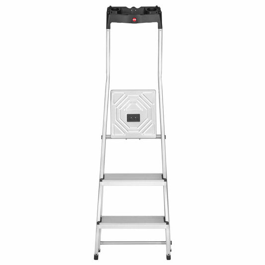 Hailo safety stepladder L60 StandardLine, folding ladder, ladder, aluminum, silver, 3 steps, 8160-307