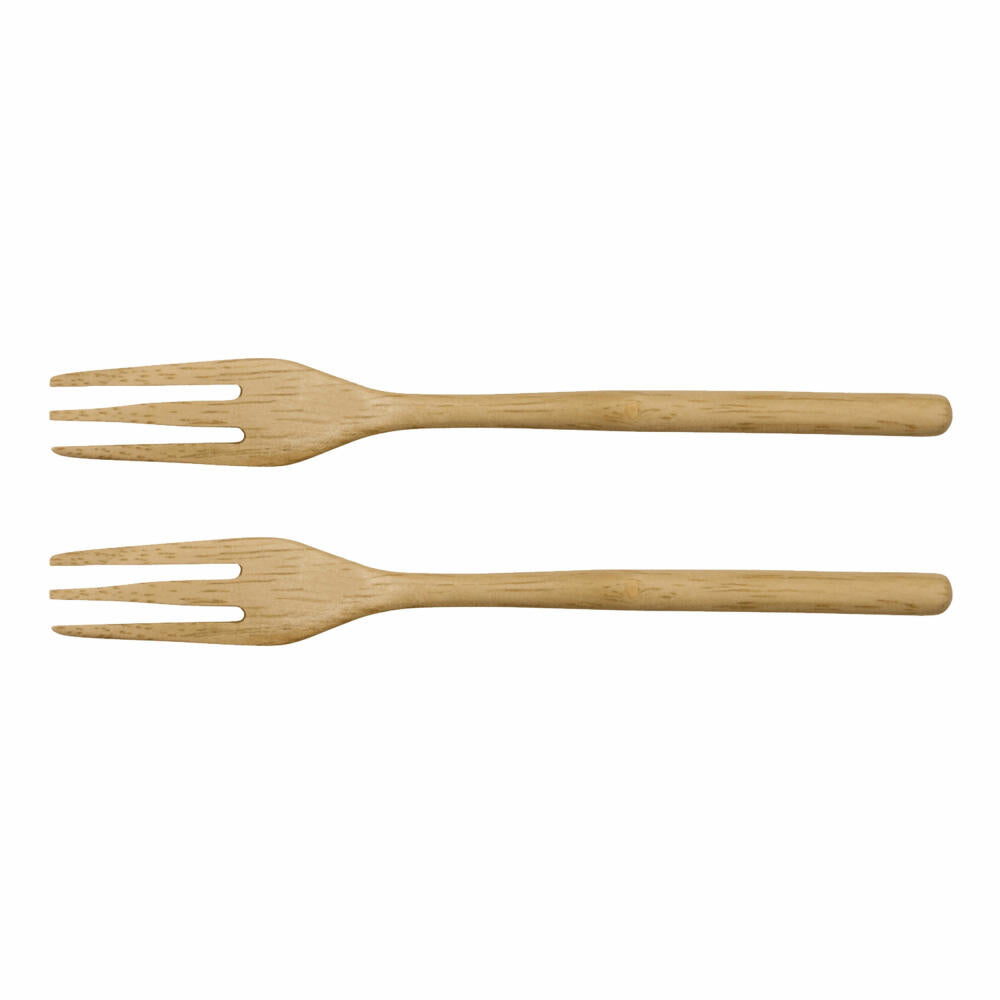 ASA Selection wood 2er Set Gabeln, Holzbesteck, Holzgabeln, Gummibaumholz, Natur, 15 cm, 53911970