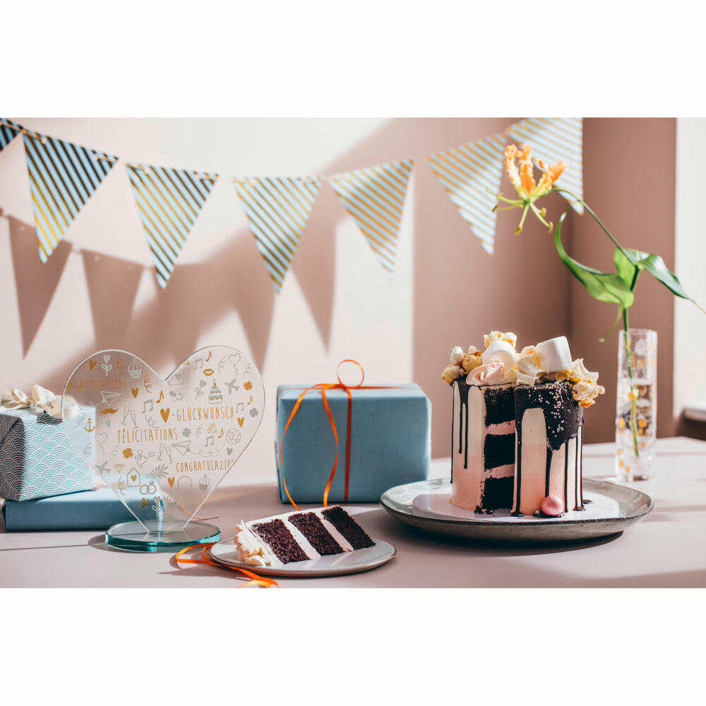 Leonardo Herzobjekt Emozione Glückwunsch, Deko-Objekt, Dekoration, Geschenk, Kalk-Natron Glas, H 18.6 cm, 022206