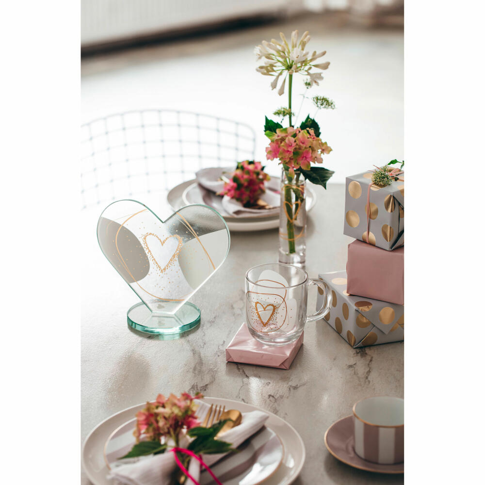 Leonardo Herzobjekt Emozione Herz, Deko-Objekt, Dekoration, Geschenk, Valentinstag, Kalk-Natron Glas, H 18.6 cm, 022193