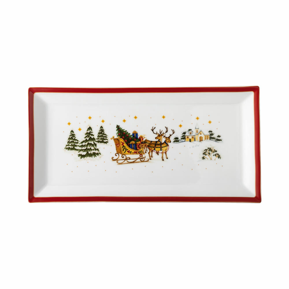 Hutschenreuther Square Plate Happy Wintertime Red, Serving Plate, Porcelain, Multi-Coloured, 36 cm, 02488-727471-12936