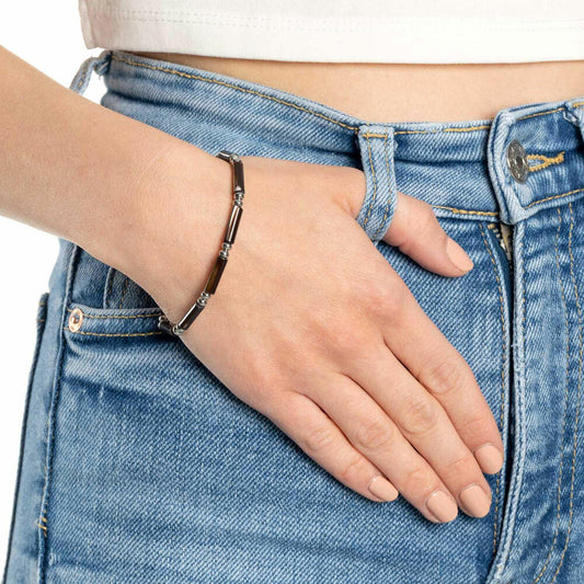 Leonardo Jewels Armband Nonna Clip&Mix, Armreif, Armschmuck, Edelstahl, Braun, 022086