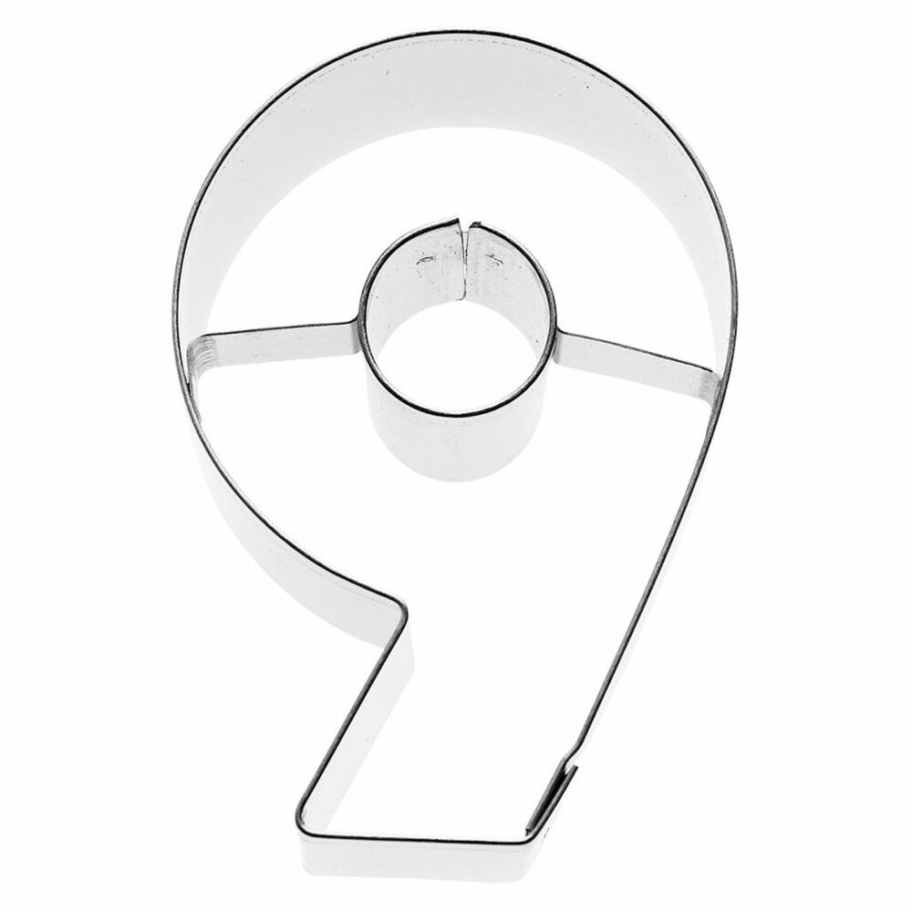 Birkmann Ausstechform Zahl 9, Ausstecher, Plätzchenform, Keks, Plätzchen, Edelstahl, 6 cm, 196643